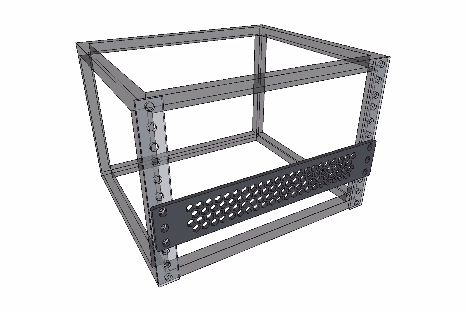 Faceplate, 1U · Honeycomb: in a 10-inch rack, from the front